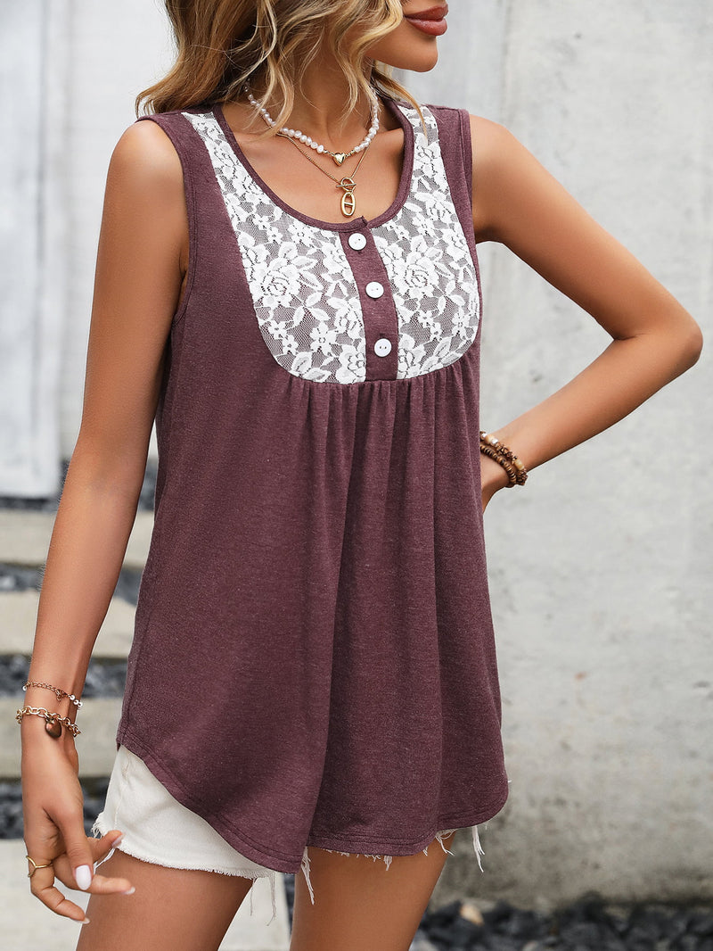 Taylor Lace Contrast Scoop Neck Tank -- deal of the day!