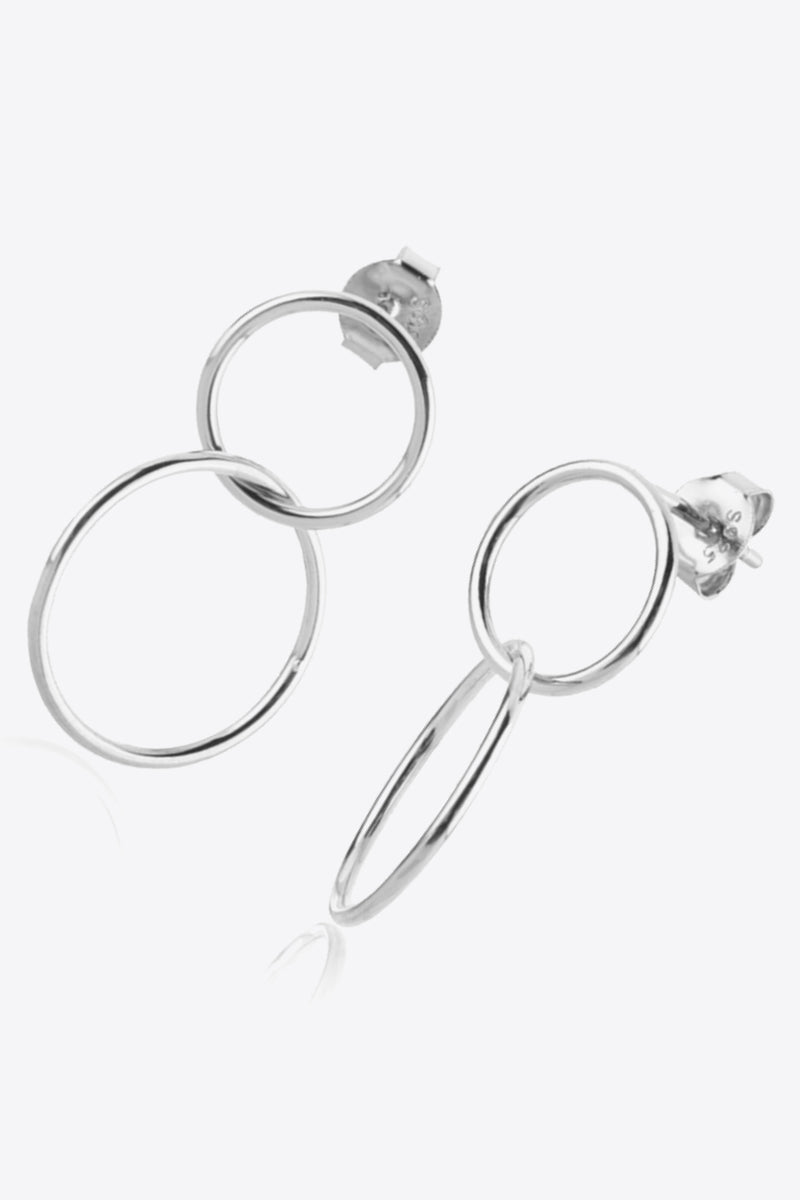 Sterling Silver Double Hoop Drop Earrings