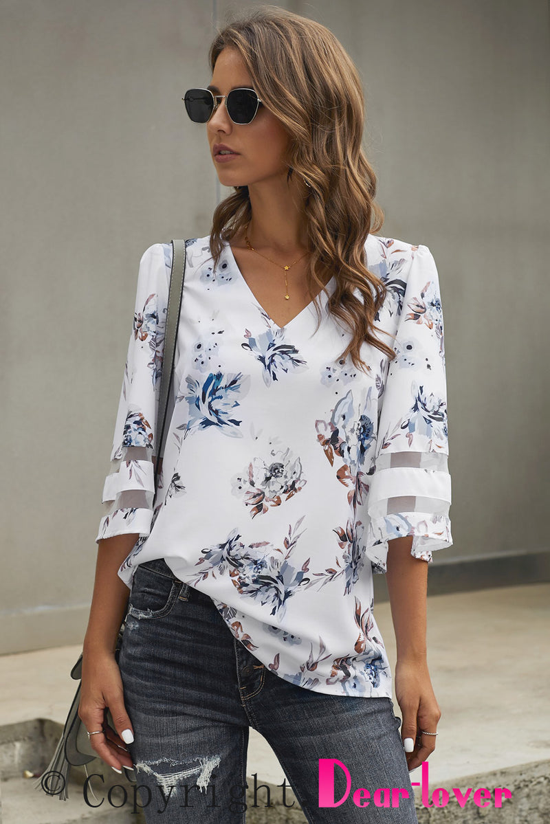 Sarah Mae Printed Flare Sleeve Top -- Deal of the day!