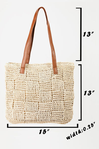 Braided Faux Leather Strap Tote Bag