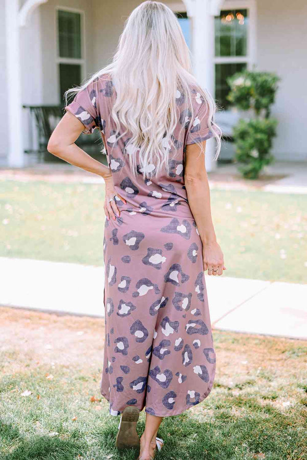 Marlowe Leopard Slit Dress with Pockets