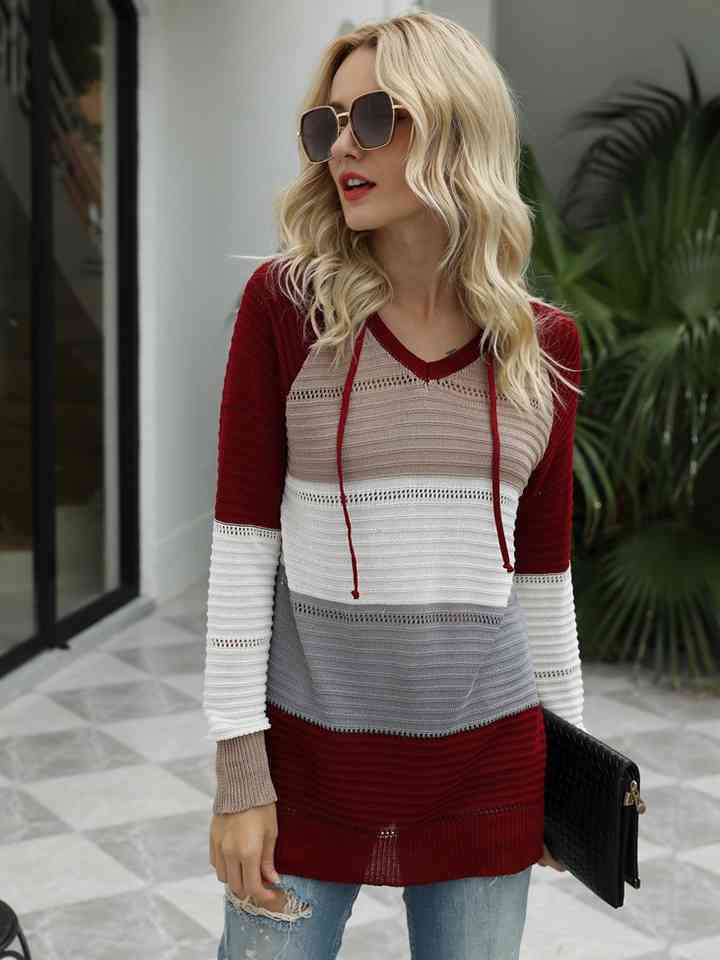 Iva Color Block Hooded Sweater