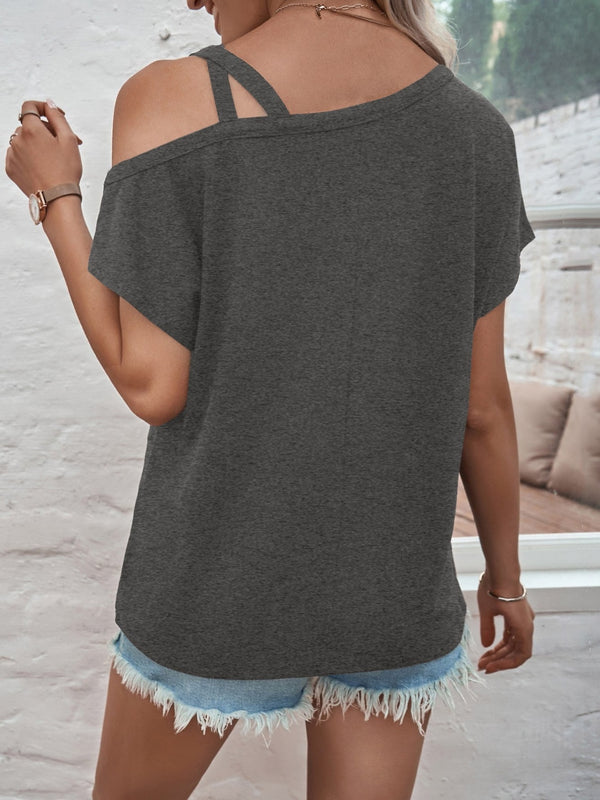 Asher Asymmetrical Neck Short Sleeve T-Shirt