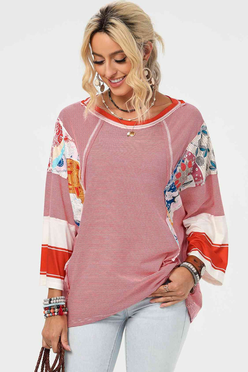 Essie Exposed Seam Wide Sleeve Printed Top -- Deal of the day!
