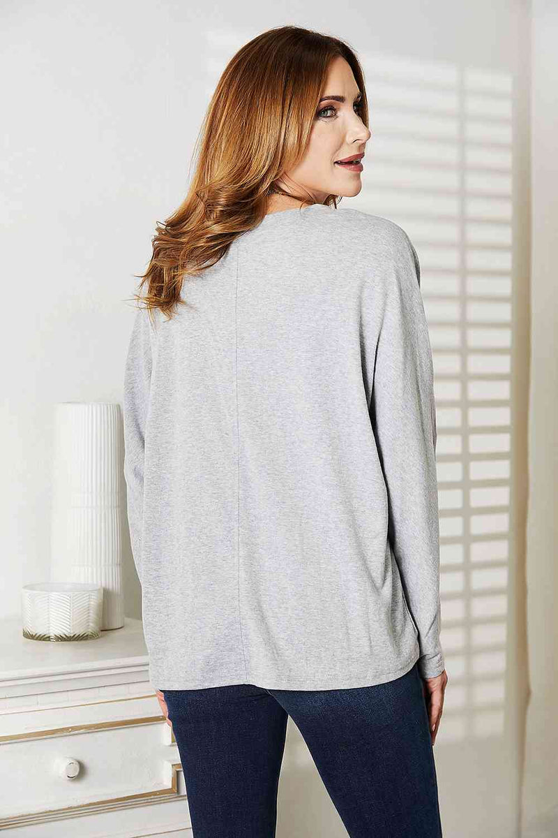 Delia Detail Round Neck Long Sleeve Top