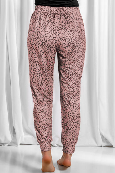 Holley Full Size Leopard Drawstring Pocketed Pants