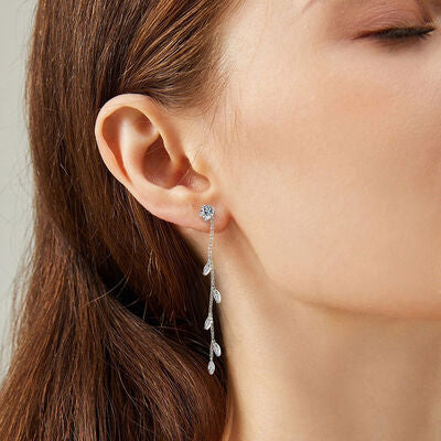 1.38 Carat Lab Created 925 Sterling Silver Leaf Earrings