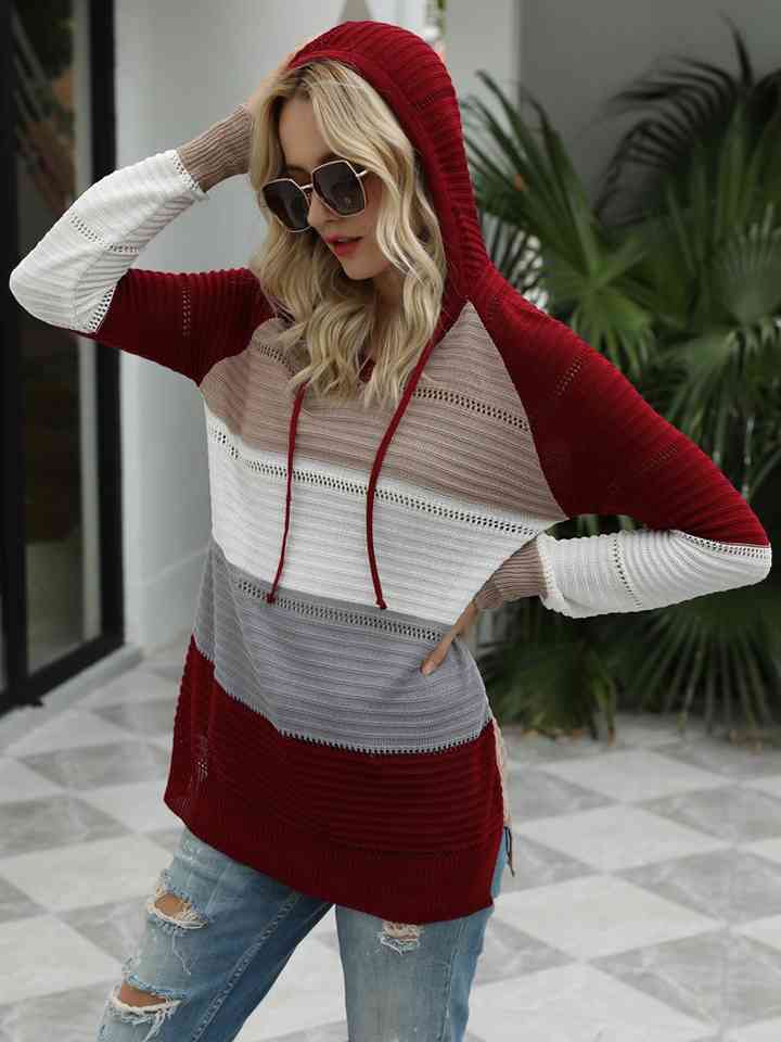 Iva Color Block Hooded Sweater
