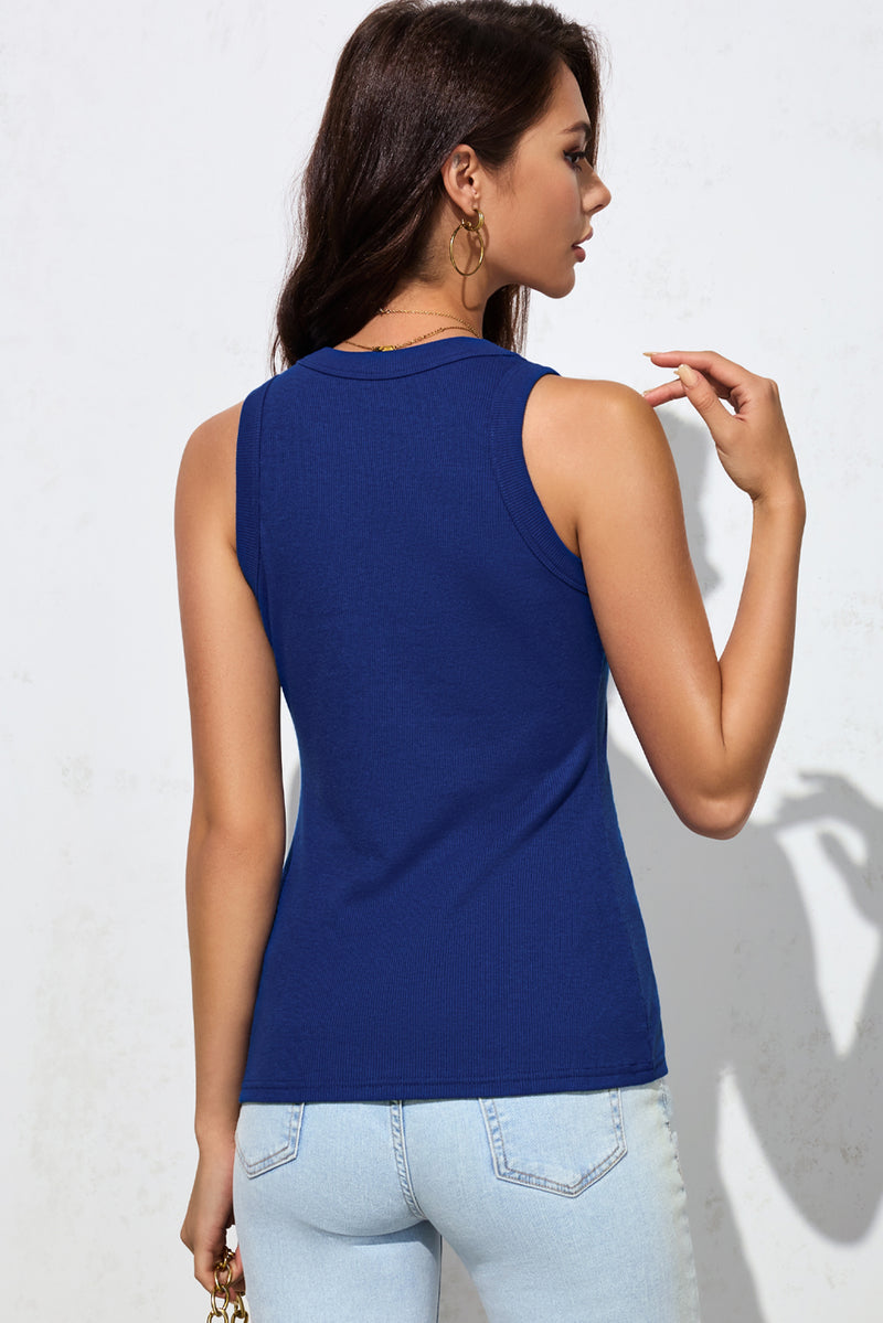 Cary Solid Round Neck Tank
