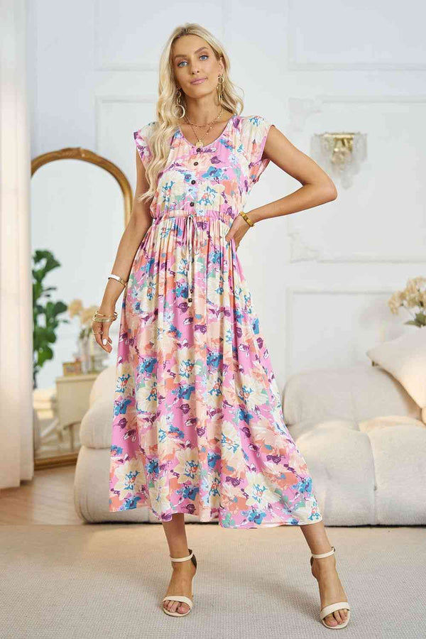 Bethany Floral V-Neck A-Line Midi Dress -- Deal of the day!