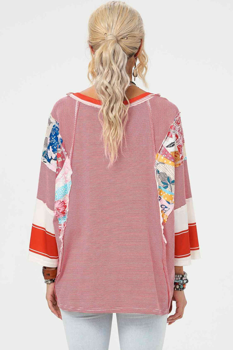 Essie Exposed Seam Wide Sleeve Printed Top -- Deal of the day!