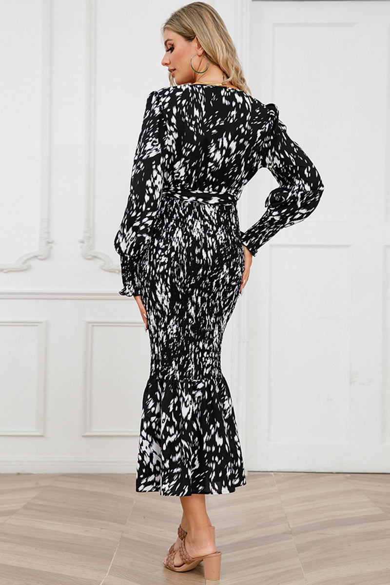 Marie Printed V-Neck Smocked Midi Dress