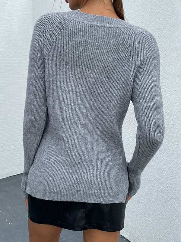 Rhoda Bead Trim Rib-Knit Sweater