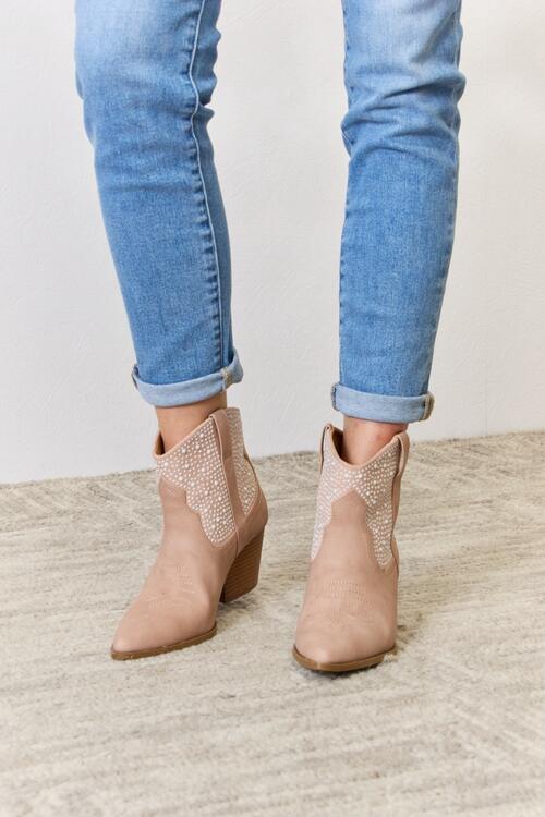 Eastly Rhinestone Ankle Cowgirl Booties