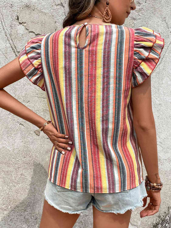 Trixie Cap Sleeve Striped Top