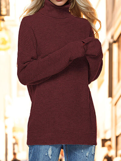 Sasha Turtleneck Drop Shoulder Long Sleeve Sweater