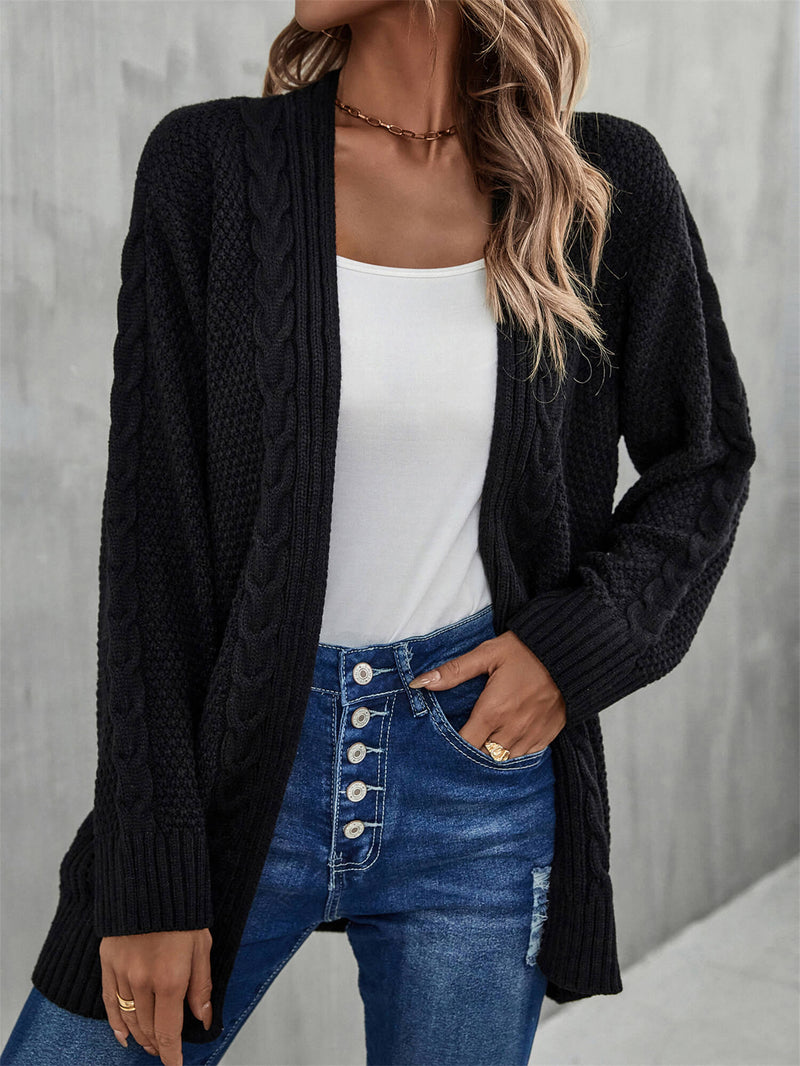Willa Warm Fall Mixed Knit Open Front Longline Cardigan - Deal of the Day!
