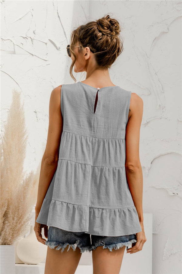 Deal of the Day Mariane Round Neck Tiered Tank