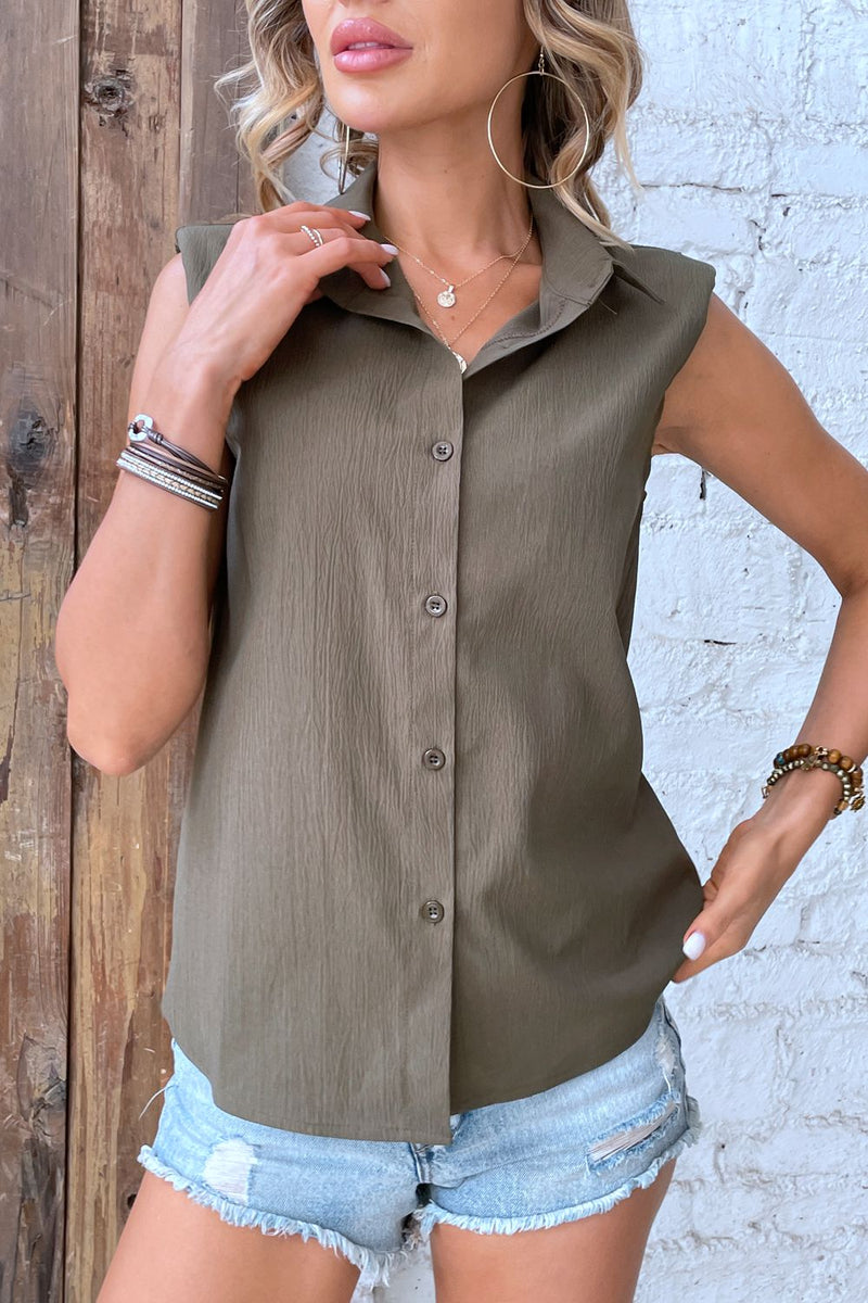 Collin Collared Neck Sleeveless Shirt- Deal of the Day!