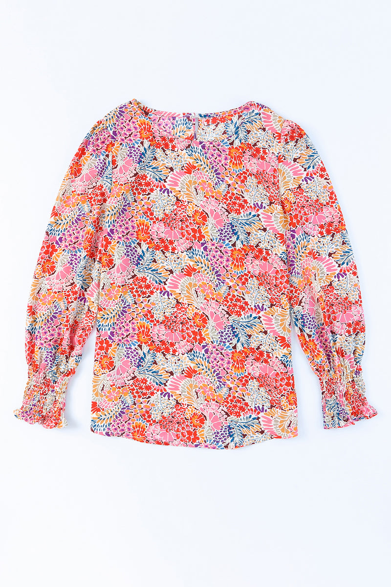 Emily Floral Print Long Puff Sleeve Blouse