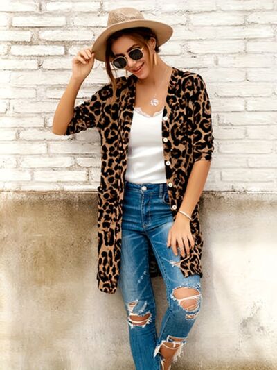 Banks Leopard Button Up Long Sleeve Cardigan