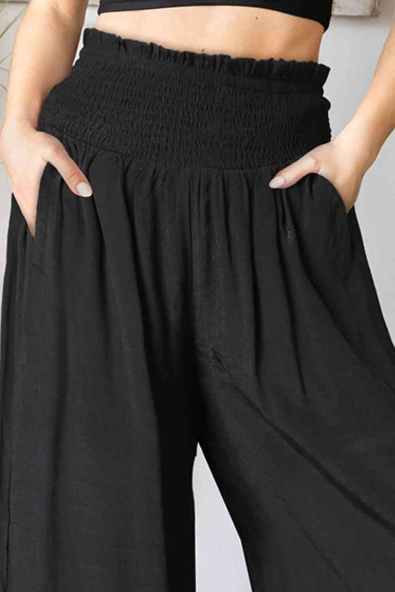 Blythe Smocked Waist Wide Leg Pants with Pockets -- Deal of the day!