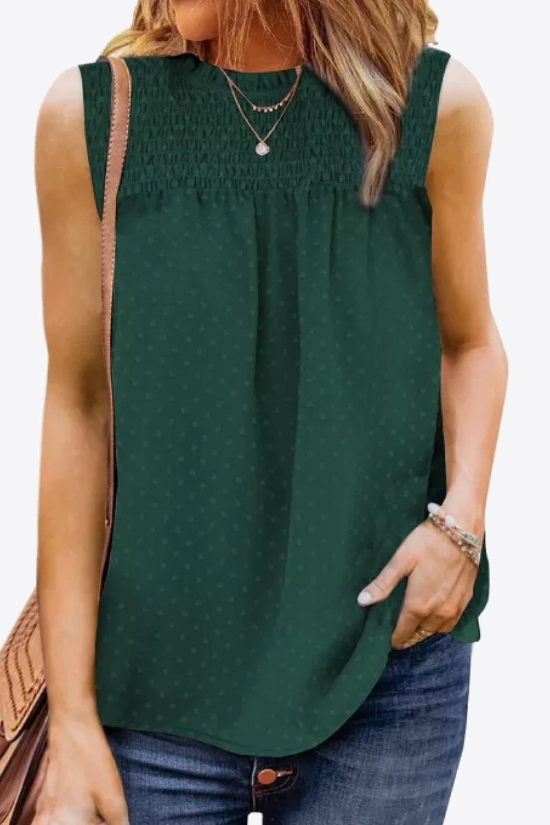 Deal of the Day Carsyn Smocked Tie Back Frill Trim Tank