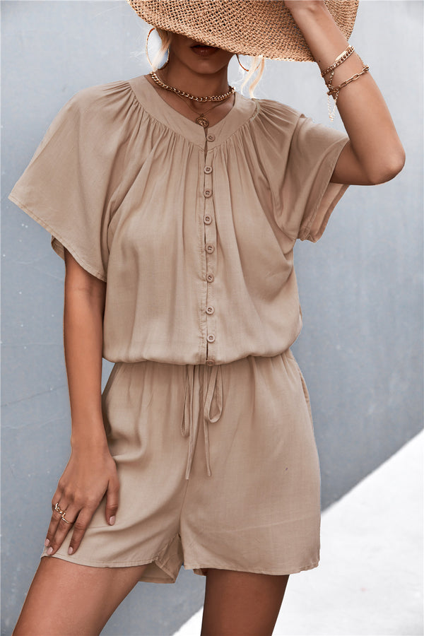 Constance Buttoned Gather Detail Romper