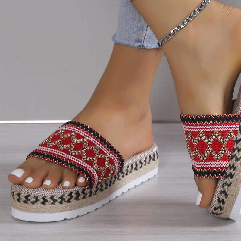 Beatrice Geometric Weave Platform Sandals