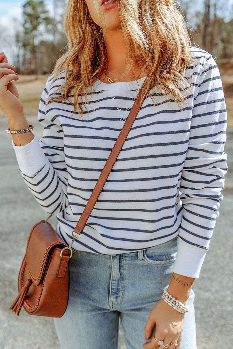 Adley Striped Long Sleeve Round Neck Top