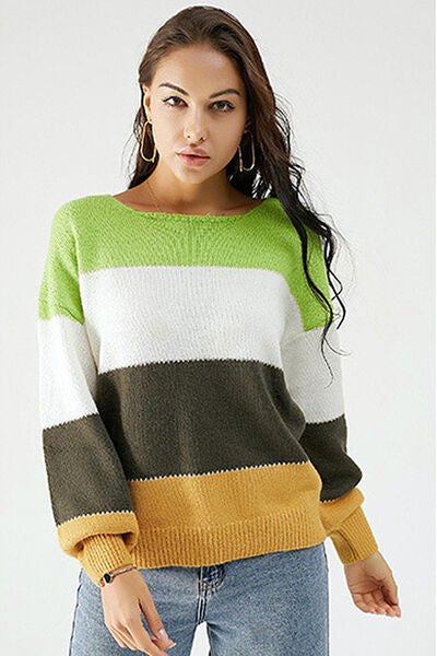Julie Color Block Dropped Shoulder Sweater