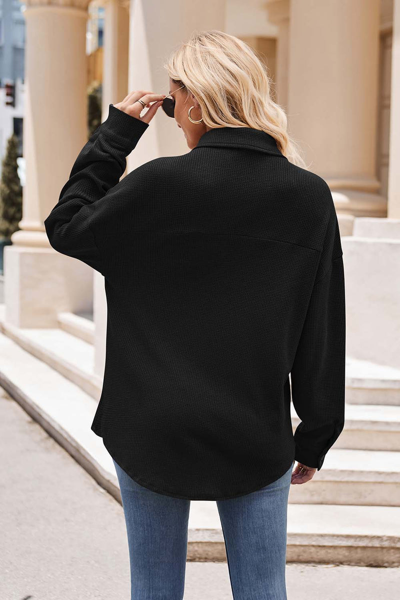 Daphne Collared Neck Dropped Shoulder Shirt - Deal of the Day!