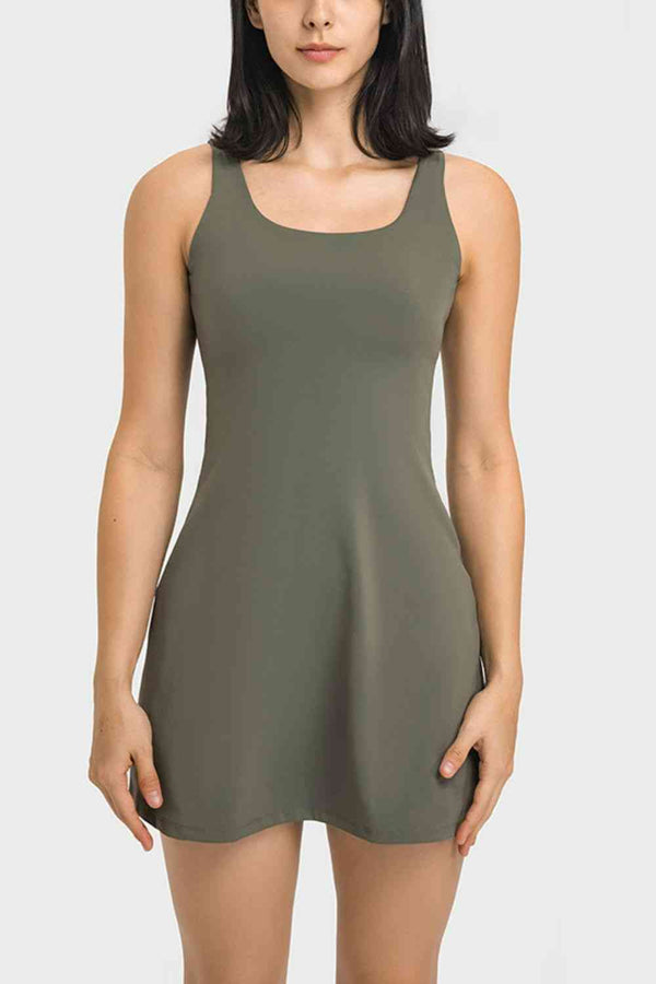 Oliver Square Neck Sports Tank Dress with Full Coverage Bottoms