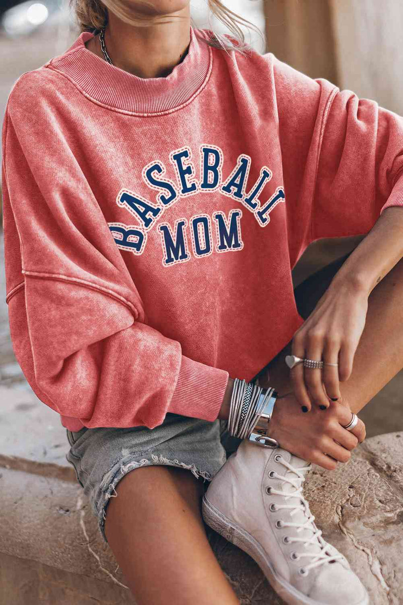 BASEBALL MOM Graphic Drop Shoulder Sweatshirt