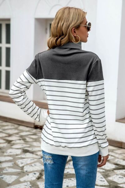 Ragan Striped Contrast Turtleneck Sweater