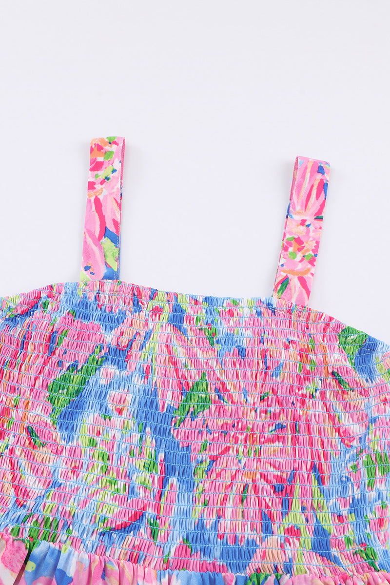 Brynn Floral Smocked Square Neck Jumpsuit with Pockets