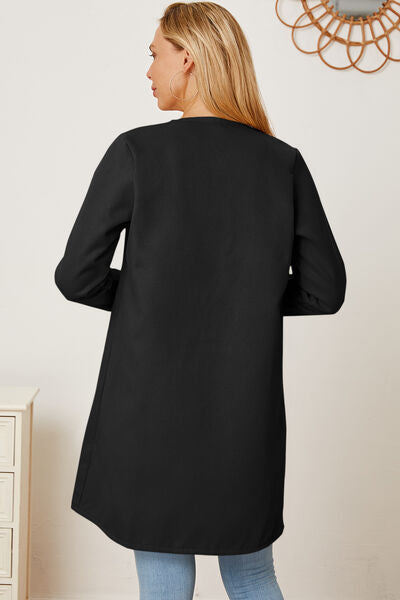 Rayne Open Front Pocketed Long Sleeve Coat