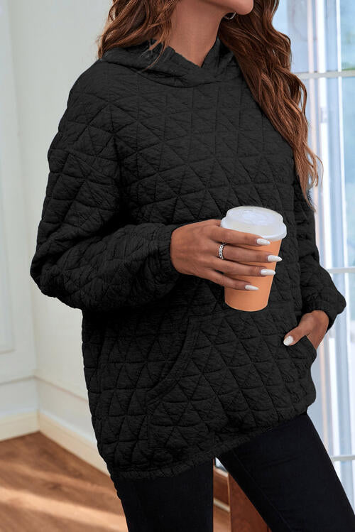 Ginny Quilted Long Sleeve Hoodie with Pocket -- Deal of the day!