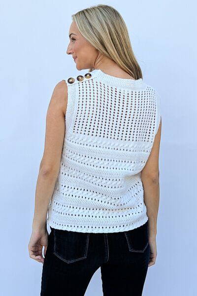 Cristy Hollowed Out Buttoned Tank