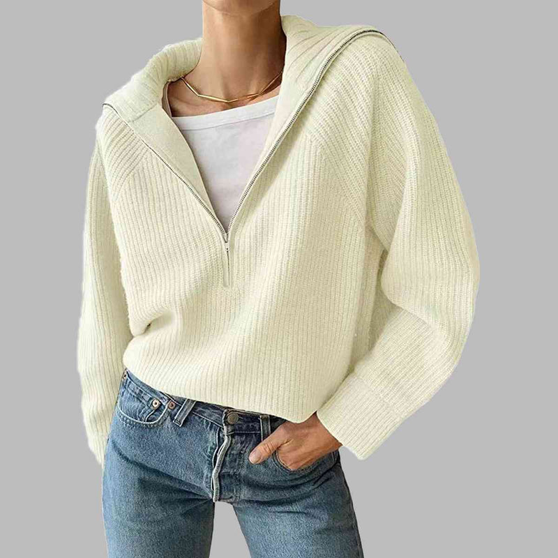 Tami HaIf Zip Long Sleeve Knit Top -- Deal of. theday!