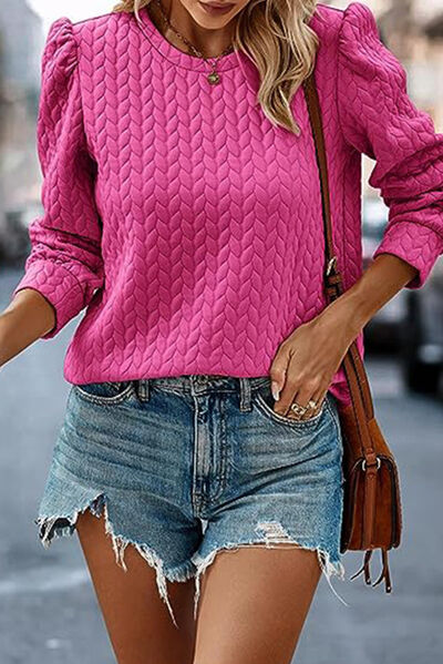 Banks Texture Round Neck Long Sleeve Sweatshirt -- Deal of the day!