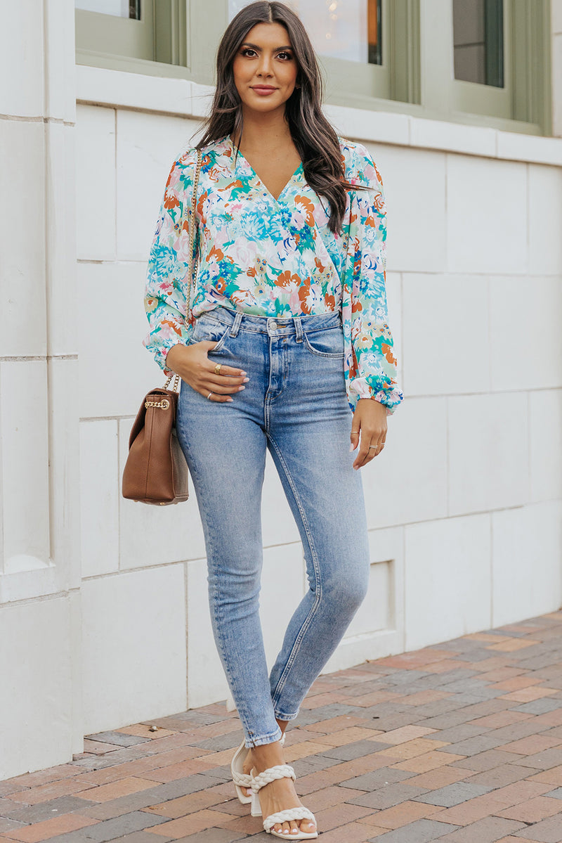 Ronnie Floral Long Balloon Sleeve Bodysuit -- Deal of the day