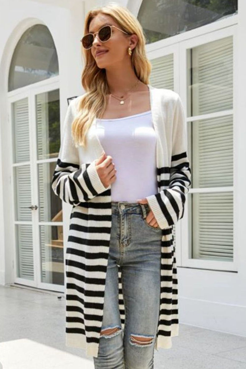 Tally Striped Open Front Longline Cardigan -- Deal of the day!