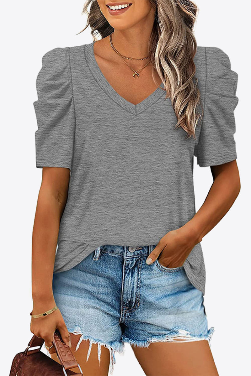 Deal of the Day Jules V-Neck Puff Sleeve Tee