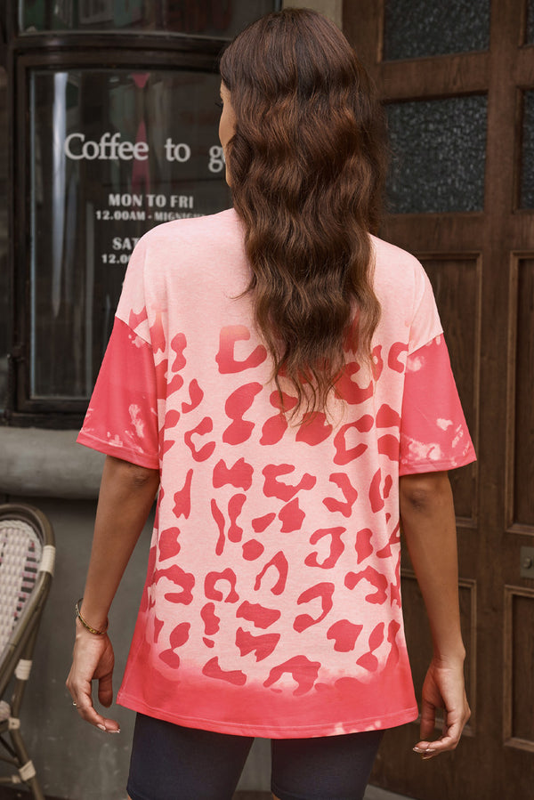 Mason Leopard Round Neck Dropped Shoulder Long Tee - Deal of the Day!