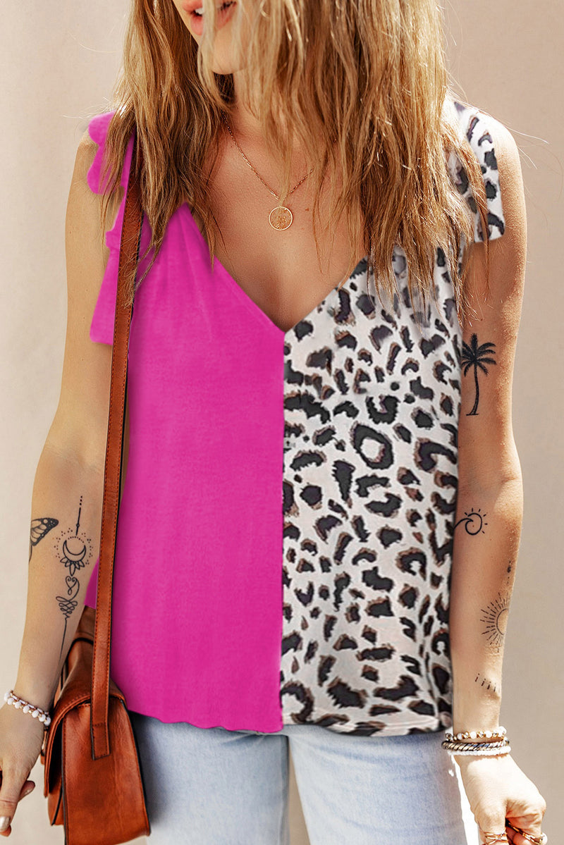 Sarah Leopard Contrast V-Neck Tank -- deal of the day!