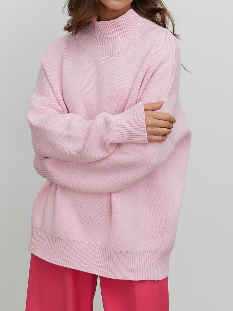 Arely Mock Neck Dropped Shoulder Sweater