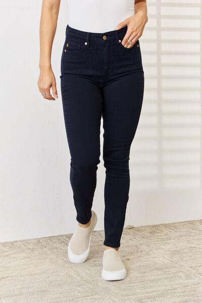 Jordy Judy Blue Full Size Garment Dyed Tummy Control Skinny Jeans