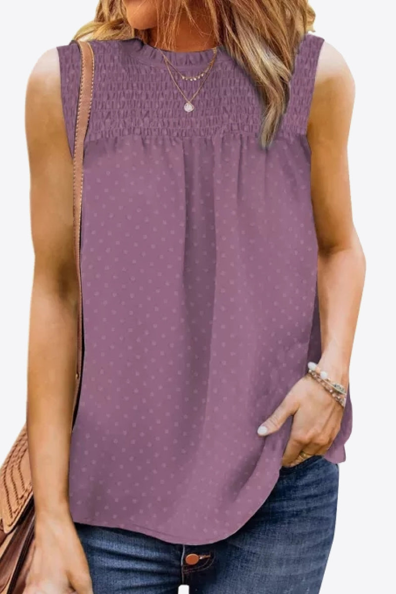 Deal of the Day Carsyn Smocked Tie Back Frill Trim Tank