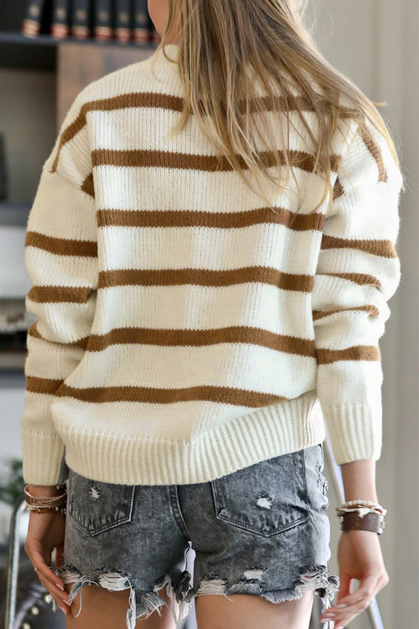 Andie Striped V-Neck Button Down Cardigan
